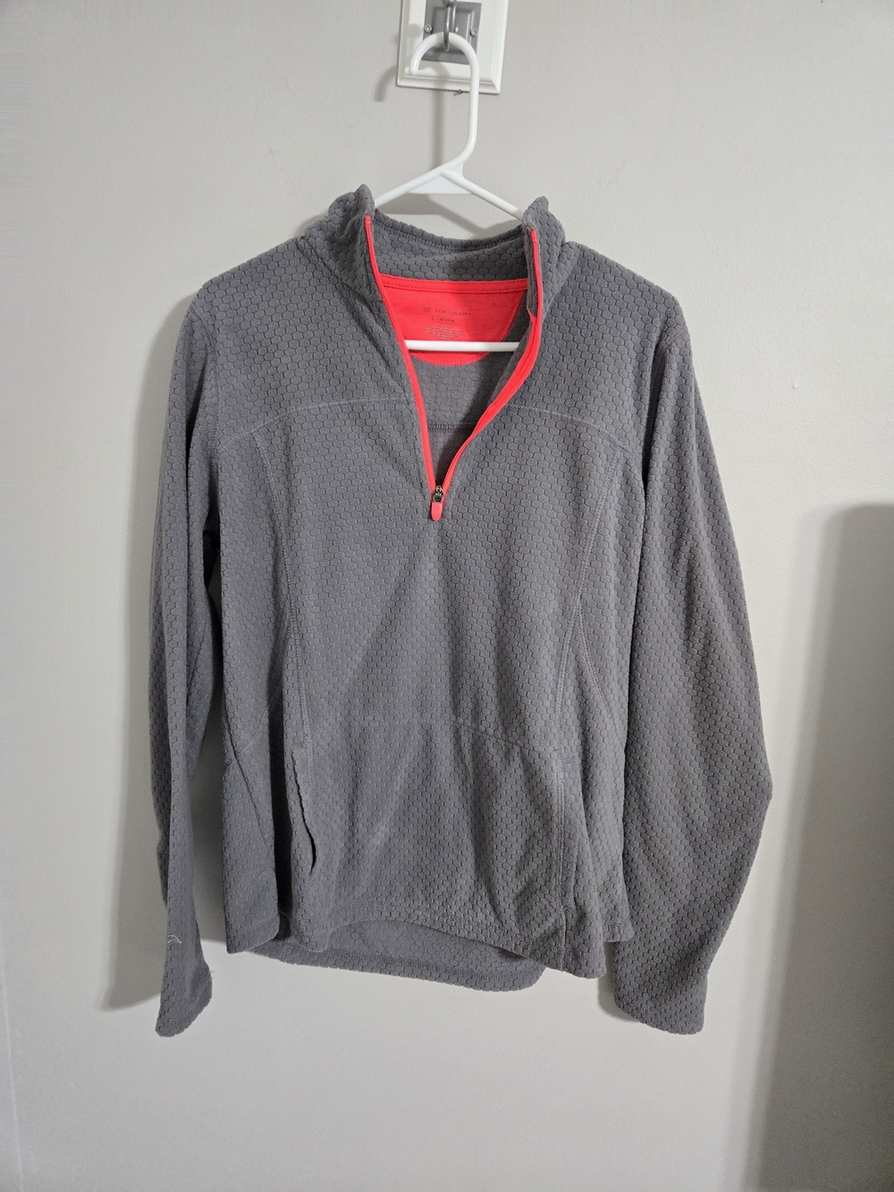 tek gear Gray Utility Fleece Quarter-Zip with Coral Trim - Women's Jacket